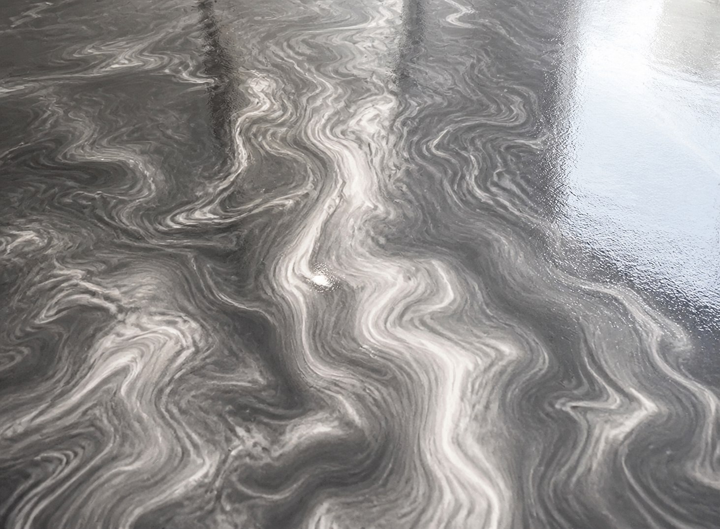 Seamless gray marble epoxy floor after installation